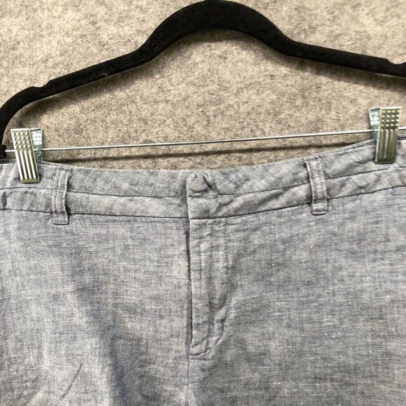 Gap City 3'' Short Womens 16 Linen Cotton Chambray Blue Flat Front - Picture 3 of 10